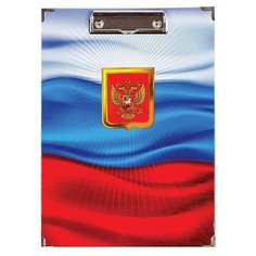 Папка-планшет с крышкой (А4, до 50 листов, картон ламинированный) триколор и герб России, 25шт. Noname
