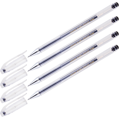 Ручки гелевые Crown Hi-Jell черные, 4шт