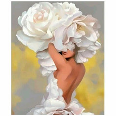 Картина по номерам 40 x 50 см "Девушка цветок" / Холст на деревянном подрамнике New World