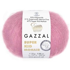 Пряжа Gazzal Super Kid Mohair розовый (64412), 31%меринос/47%супер кид мохер/22%полиамид, 237м, 25г, 2шт