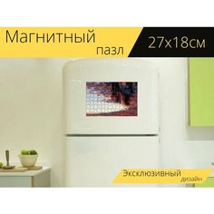 Магнитный пазл "Заход солнца, море, облака" на холодильник 27 x 18 см. Lots Prints
