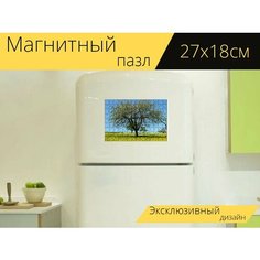 Магнитный пазл "Дерево, луг, природа" на холодильник 27 x 18 см. Lots Prints