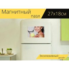 Магнитный пазл "Большой теннис, виды спорта, девочка" на холодильник 27 x 18 см. Lots Prints