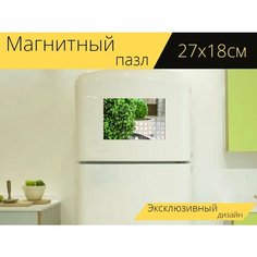 Магнитный пазл "Куст, зеленый, искусственный" на холодильник 27 x 18 см. Lots Prints