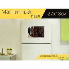 Магнитный пазл "Телефонная будка, лондон, англия" на холодильник 27 x 18 см. Lots Prints