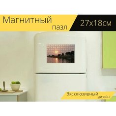 Магнитный пазл "Слоны, стадо слонов, стадо" на холодильник 27 x 18 см. Lots Prints