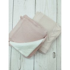 Плед на меху (вязка коса) (розовый) Мой Ангелок