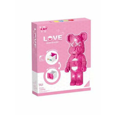 Конструктор Bear Blocks из блоков Мишка розовый 1469 деталей / Кавс с подсветкой / для детей и взрослых