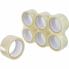 Клейкая лента упаковочная 48ммх66мх38мкм, прозрачная, 6 шт/уп Noname