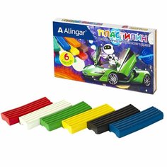 Пластилин Alingar, 6 цветов, 90 гр, особо мягкий, без стека, картонная упаковка, "Робот"