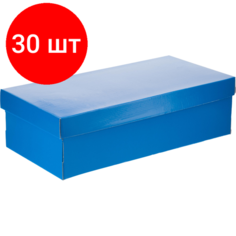 Комплект 30 штук, Короб архивный для хранения Attache 445х225х115 синий каширован. картон