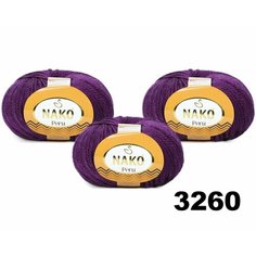 Пряжа для вязания Peru (Перу) Nako (Нако) / цвет 3260 - Слива / 3 мотка / 130м/100г