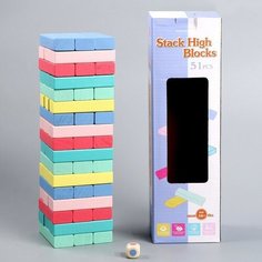Игра настольная «Падающая башня цветная» 51 шт, 28,5х8,5х8 см Noname
