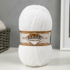 3шт, Пряжа "Angora Gold" 20%шерсть, 80%акрил 550м/100гр (55 белый) Alize