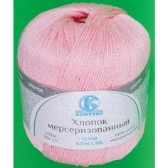 Пряжа Камтекс Хлопок мерсеризованный розовый (56), 100%мерсеризованный хлопок, 200м, 50г, 2шт