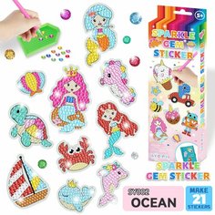 Алмазная мозаика набор наклеек 21 шт / Набор для творчества алмазные наклейки-стикеры для детей / Аппликация стразами Toys
