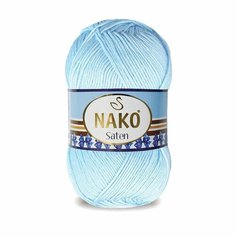 Пряжа NAKO Saten 100гр. (Nako), св. голубой - 1820, 100% микрофибра, 5 мотков, 100 г, 230 м.