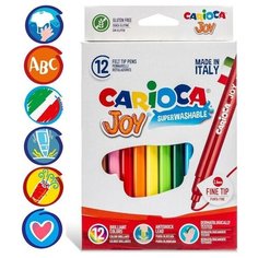 Фломастеры 12цв Carioca Joy 2.6мм, смываемые, европодвес, картон/короб 40614/12 3044801