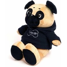 Мягкая игрушка Собака Мопс , в худи, 25 см Denco Store