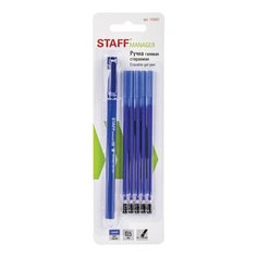 Ручка гелевая стираемая Staff Erase (0.35мм, синяя +5 сменных стержней) 4шт. (143657)