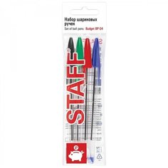 Набор шариковых ручек Staff Basic Budget BP-04 (0.5мм, 4 цвета чернил) 4шт, 24 уп. (143872)