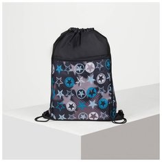 Мешок для обуви, отдел на шнурке, наружный карман на молнии, цвет черный Нет бренда