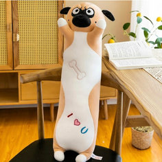 Мягкая игрушка Собака мопс коричневый с косточкой пес батон 130 cм Littlestar