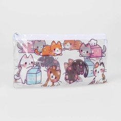 Косметичка-пенал Котята, 20,5 0,5 9,5см, отд на молнии, прозрачный Нет бренда