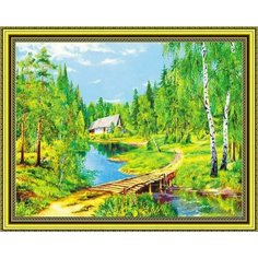 Алмазная мозаика на подрамнике 40*50 "Хижина в лесу" Нет бренда