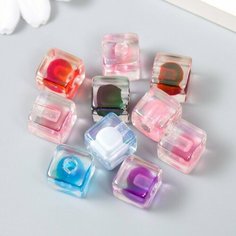 Бусина акрил с несквозным отверстием "Кубик - цвет внутри" микс 1,2х1,2х1,2 см Арт Узор