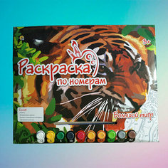 Картина-раскраска по номерам формата А3 в конверте "Большой тигр" Рыжий кот