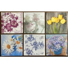 Салфетки для декупажа бумажные трехслойные (декупажная карта) 33х33 см цветы №27 Нет бренда