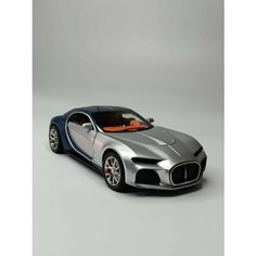 Коллекционная машинка игрушка металлическая Bugatti для мальчиков масштабная модель 1:24 серебристый синий Alex Play