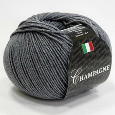 Пряжа SEAM Шампань (Сеам), т. серый - 1004, 75% экстра мериносовая шерсть, 25% шелк, 2 мотка, 50 г, 165 м.