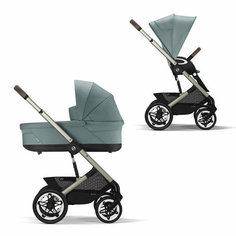 Cybex Talos S Lux Коляска 2 в 1 (2023), рама Taupe, текстиль Sky Blue c накидкой и дождевиком