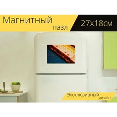 Магнитный пазл "Кассета, кассетный магнитофон, музыка" на холодильник 27 x 18 см. Lots Prints