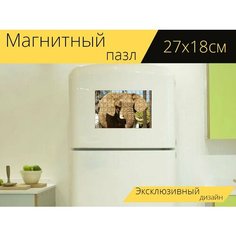 Магнитный пазл "Слон, животное, зоопарк" на холодильник 27 x 18 см. Lots Prints