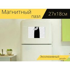 Магнитный пазл "Ретро женщина силуэт, женщина, викторианский" на холодильник 27 x 18 см. Lots Prints
