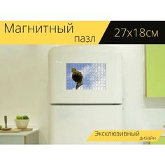 Магнитный пазл "Подсолнух, небеса, синий" на холодильник 27 x 18 см. Lots Prints