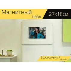Магнитный пазл "Женщина, модель, поза" на холодильник 27 x 18 см. Lots Prints
