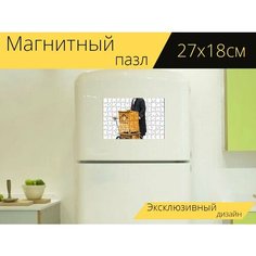 Магнитный пазл "Шарманка, музыка, шкатулка для лиры" на холодильник 27 x 18 см. Lots Prints