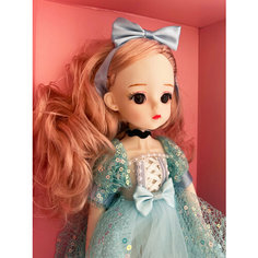 Кукла шарнирная Beauty Doll с бантом от Smile Gooding, 30 см, бирюзовое платье