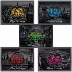 Альбом для рисования А4 48 л, скоба, выборочный лак, HATBER, 205х290 мм, "Города мира", 48А4вмВ - 12 шт.