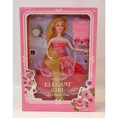 Кукла шарнирная для девочек ELEGANT GIRL 29 см в стиле "Барби" в пышном платье с длинными волосами в шляпке для игры Urumqi Oubaloon Import