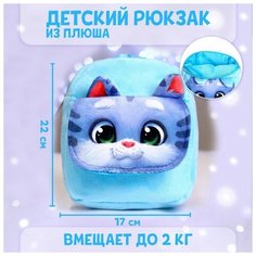 Рюкзак детский плюшевый «Котик» с карманом, 22×17 см Milo Toys