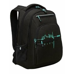 Школьный рюкзак с эргономичной спинкой GRIZZLY RU-431-2/3 черный - бирюзовый, 2 отделения, 726грамм, 43x31x20см