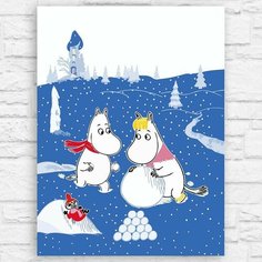 Картина по номерам на холсте новый год муми тролль (moomin, туве янссон, эстетика, уют, снуснумрик) - 12971 40х30 Бруталити