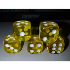 Игральные кубики/кости/ 16 мм. комплект из 5 штук. Жёлтые. Нет бренда