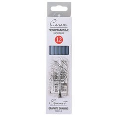 Набор карандашей чёрнографитных разной твёрдости ЗХК "Сонет" 12 штук, 8B-2H Невская палитра