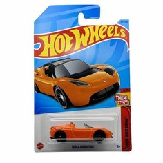 HKJ44 Машинка игрушка Hot Wheels металлическая коллекционная Tesla Roadster оранжевый